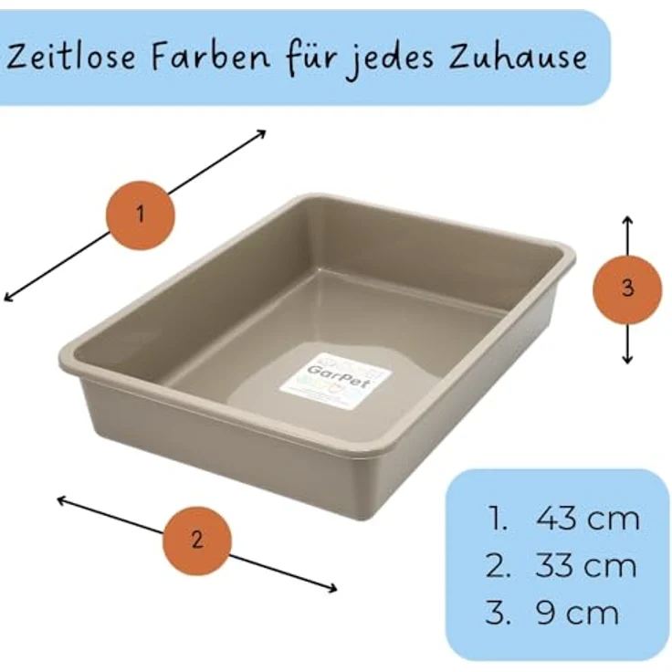 GarPet Katzentoilette in 5 Größen ohne Deckel grau eckig hygienisch M (43x33x9) – Bild 2