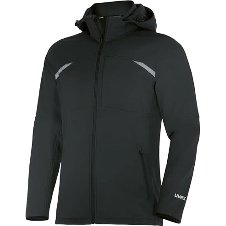 Uvex Safety, Softshelljacke uvex suXXeed craft, Arbeitsjacke mit weitenverstellbarer Kapuze, schwarz/graphit, Größe 3XL – Bild 1