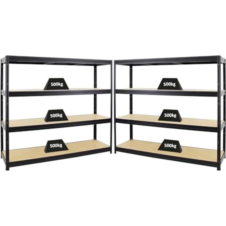 Proregal Schwerlastregal Mega Deal DINO, 180x180x60 cm, 4 Böden, Traglast 500 kg pro Boden, Schwarz – Bild 1