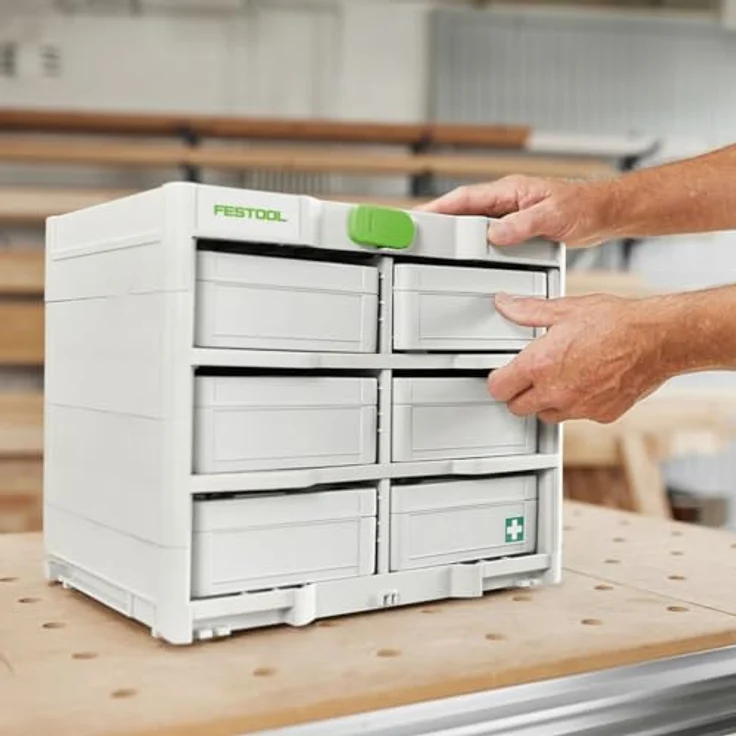FESTOOL Werkzeugbox Festool Systainer³ Rack SYS3-RK/6 M 337-Set, Modularer Werkzeugkoffer mit 6 Systainer³ S 76, blau – Bild 5