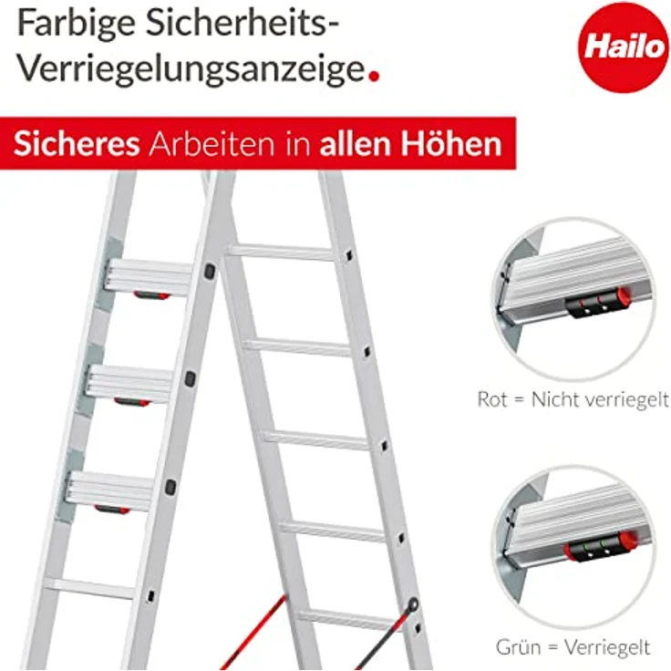Hailo Sprossenschiebeleiter S110 Pro, Trittleiter mit 2x12 Sprossen – Bild 5