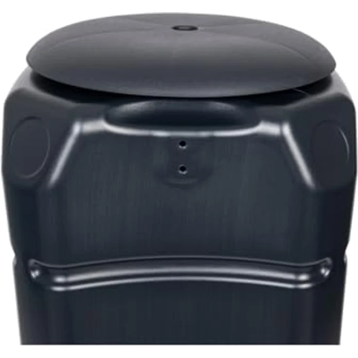 Kreher 120 Liter Kompakte Regentonne, Wassertank inkl. Wasserhahn, Stand, Deckel - Schwarz - Umweltfreundlich & kosteneffizient, schlankes Design, robustes Material – Bild 4