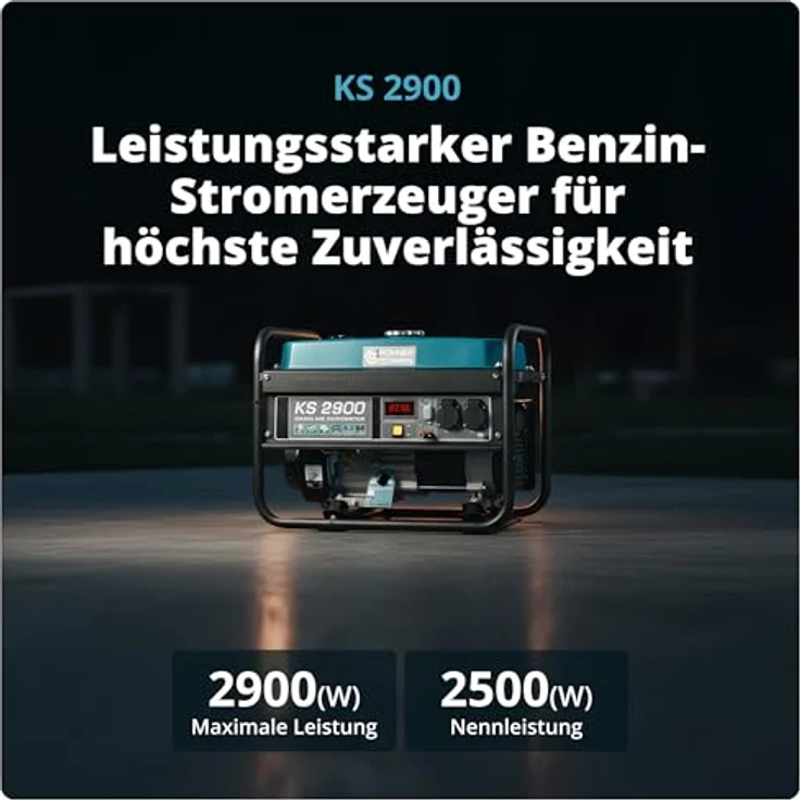 Könner & Söhnen Benzin Stromerzeuger KS 2900, 2900W, 4-Takt Generator mit AVR, 2x 230V, LED-Anzeige und Überlastschutz – Bild 2