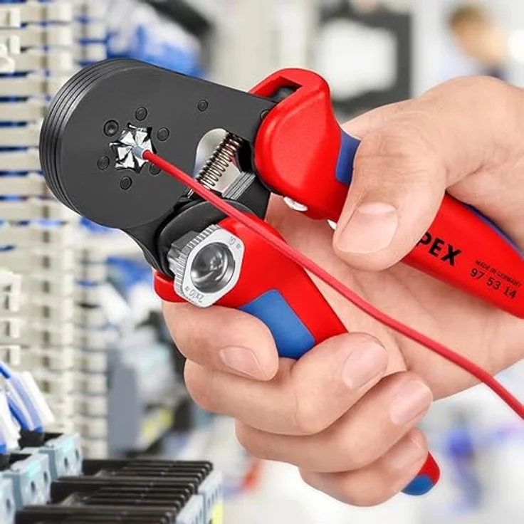 KNIPEX 97 53 14 Selbsteinstellende Crimpzange für Aderendhülsen mit Seiteneinführung mit Mehrkomponenten-Hüllen brüniert 180 mm – Bild 9