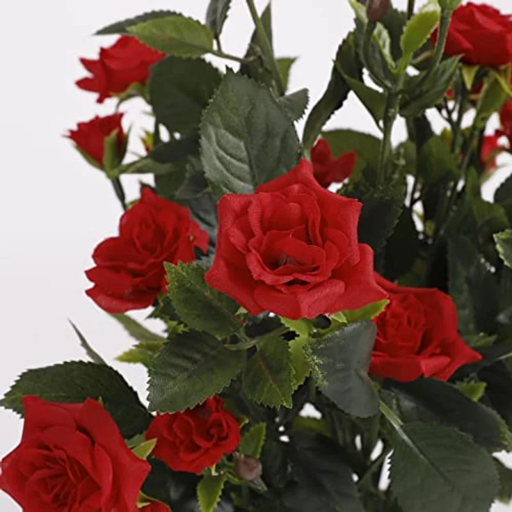 MICA Decorations Rosenstrauch Kunstpflanze im Blumentopf Stan - H33 x Ø25 cm - Rot – Bild 2