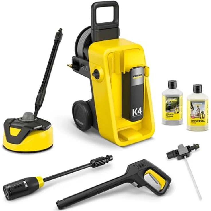Kärcher Home & Garden K 4 Comfort Premium Home, Hochdruckreiniger 130 bar mit 4-in-1-Multi Jet-Strahlrohr und Home Kit inklusive Flächenreiniger T 5 und Reinigungsmittel – Bild 1