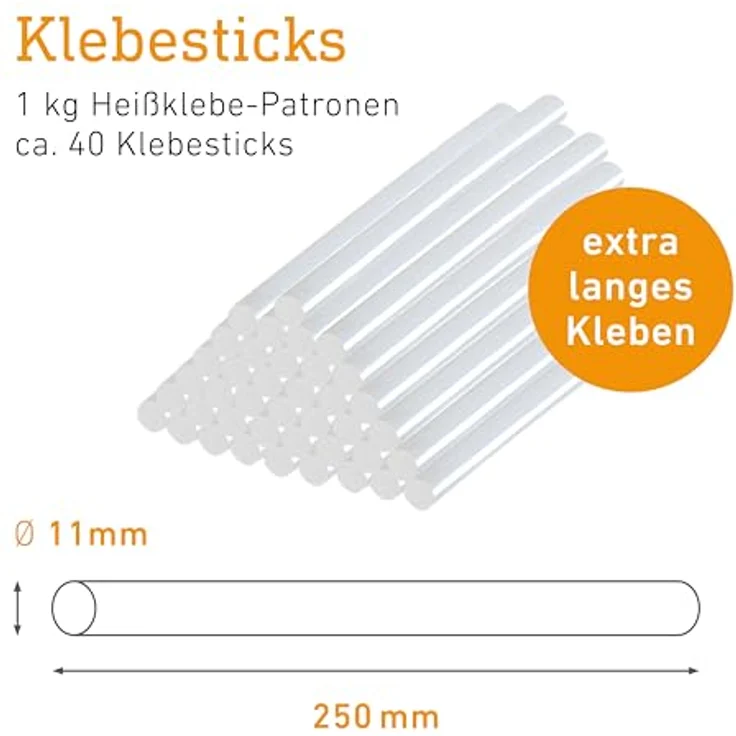 Standard Klebesticks Ø11 mm, 1 kg Heißklebe-Patronen, ca. 40 Klebestifte, Heißkleber für Heißklebepistolen 11 mm - Preisvergleich – Bild 2