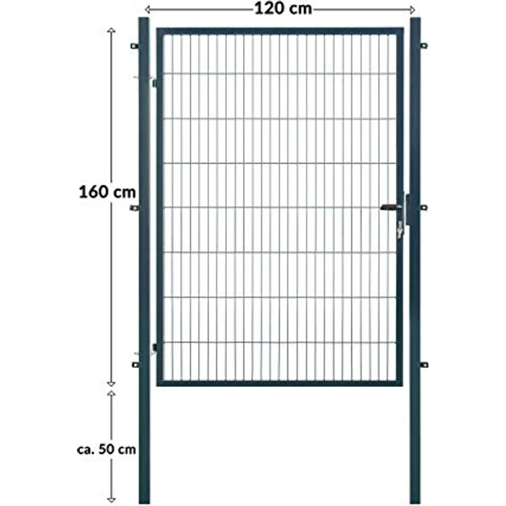 Arvotec Zauneinzeltür ESSENTIAL, klassisches Gartentor zum Einbetonieren, verzinktes Metall, Phosphatierung und Pulverbeschichtung, Vierkantrahmen, Zylinderschloss, Metallhandgriff – Bild 2