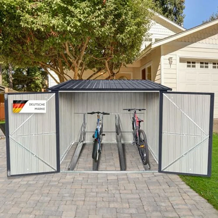 Albatros Premium Fahrradgarage, verzinktes Metall in Anthrazit (RAL 7016) für bis zu 4 Fahrräder, wetterfest und stabil, 259x313x192cm – Bild 2