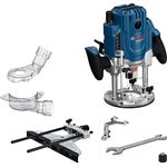Bosch Professional GOF 20-12, kabelgebundene Oberfräse mit 2000W, Staubabsaugung, Rollenführung, Parallelanschlag und Spannzangen-Set