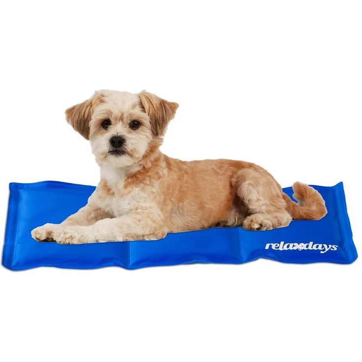 relaxdays Hundematte Kühlmatte Hund blau, 20 x 35 cm, selbstkühlend, strapazierfähig
