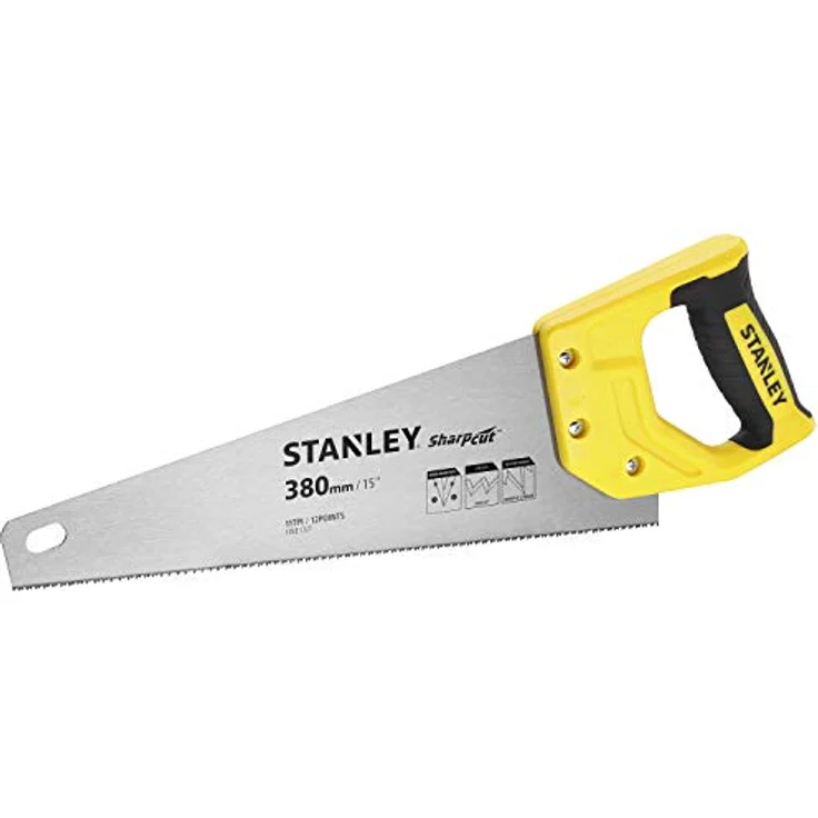 Stanley Handsäge Sharpcut (15''-380 mm, Fuchsschwanz mit 11 Zähne-Inch für feines Arbeiten, doppelt geschliffene, induktionsgehärtete Verzahnung) STHT20369-1 – Bild 2