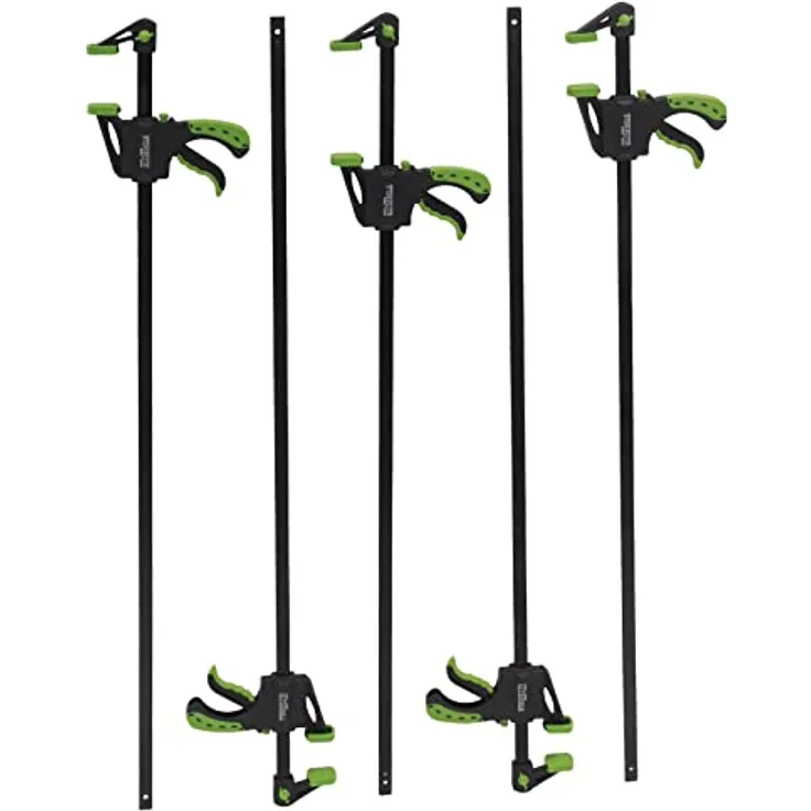TrutzHolm 5x Einhandzwinge für z.B. Türrahmen 5er Set mit Soft-Grip-Griffen 60x900 mm