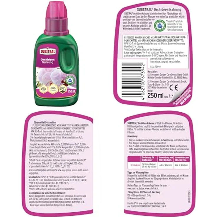Substral Orchideen Nahrung, 250 ml, Flüssige Spezialnahrung mit Humifirst für alle Orchideenarten – Bild 2