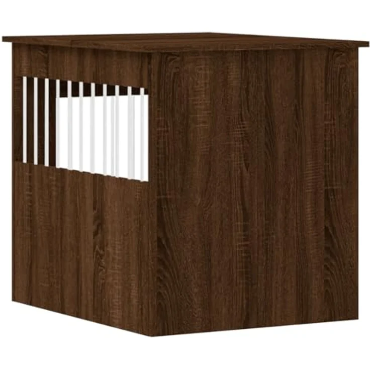 vidaXL Hundekäfig im Möbelstil, Abschließbar Hundebox mit Tür, Hundehütte Beistelltisch mit 2-in-1-Funktion, Hundehaus Haustierkäfig, Braun Eichen-Optik 64,5x80x71cm – Bild 5