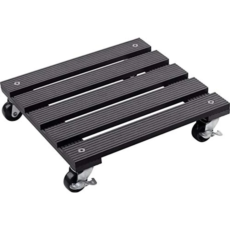 Metafranc WPC-Pflanzenroller 300 x 300 mm-60 kg Tragkraft-Anthrazit-PP-Räder-Feststeller-Witterungsbeständig-Outdooroller-Untersetzer mit Rollen-Transporthilfe für Pflanzen - 825110 – Bild 2