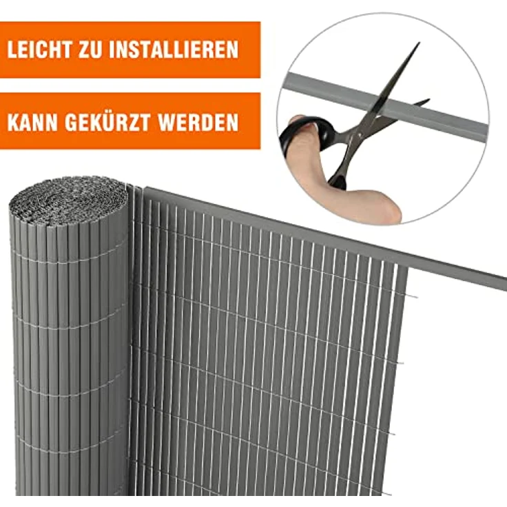 Sekey PVC Zaunschiene Abdeckprofil 5pcs x 1m, Schutzzubehör für PVC Sichtschutzmatte, 1 m/Wurzel, 5er Set, Grau – Bild 4