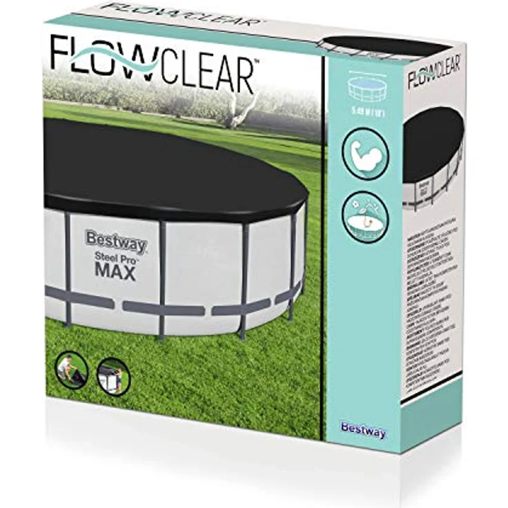 Bestway Flowclear PVC-Abdeckplane D:555 cm, grau, für Steel Pro MAX Pool und Power Steel Pool D: 549 cm – Bild 3