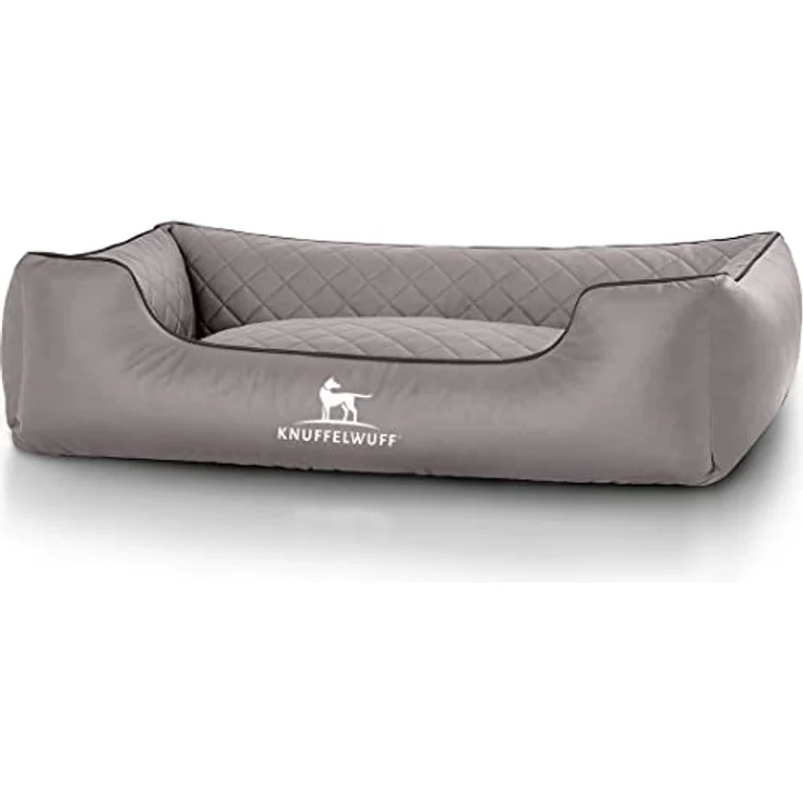 Knuffelwuff Hundebett Kunstleder Hundekorb Hundesofa Hundekissen Hundekörbchen waschbar Milan, XL 105 x 75cm, grau – Bild 2