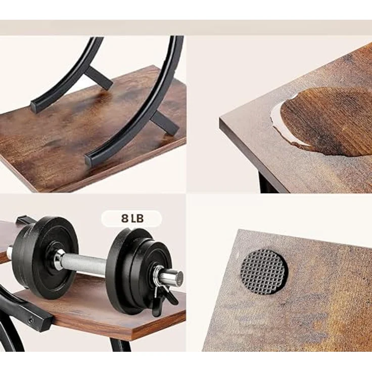 relaxdays Blumenständer Pflanzenständer, Industrial Design aus pulverbeschichtetem Eisen und MDF in Dunkelbraun, für bis zu 5 Pflanztöpfe, schwarz – Bild 5