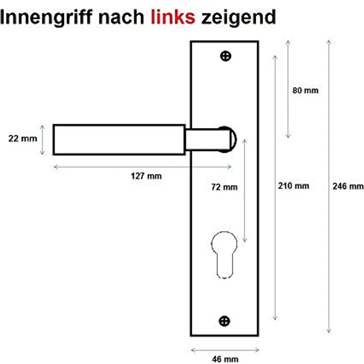 ck-türbeschläge Langschild Bauhaus | Wechselgarnitur 72 mm Abstand | V2A Edelstahl matt | festdrehbar gelagert & Rückholfeder | nach Gropius & Meyer 1922/1923 (links) – Bild 5