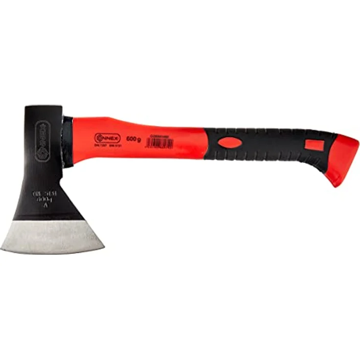 Connex Beil 600 g - Vibrationsarmer Glasfaserstiel - Kompakte Form - Gummiertes Griffende - Zur präzisen Bearbeitung von Holz - Handbeil mit Schneidschutz - Spaltbeil - Camping-Beil - COX841460 – Bild 3
