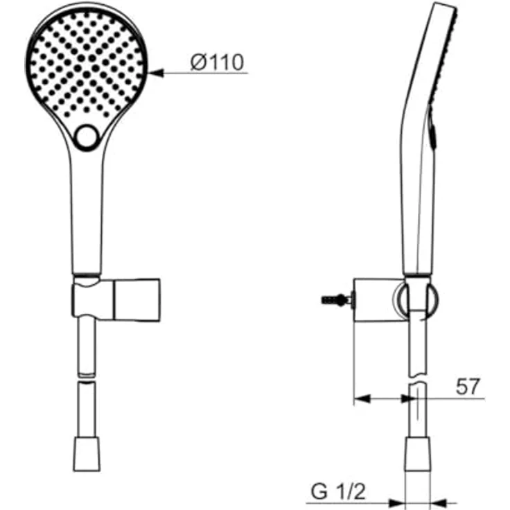 Hansa VIVA Handbrausegarnitur, 3-strahlig mit 1750mm Brauseschlauch, 4417022033 – Bild 2