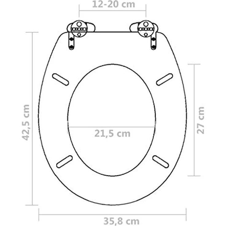 vidaXL Toilettensitz MDF mit Absenkautomatik, schwarz, 45 x 36 cm, universell passend für gängige Toilettenschüsseln – Bild 2
