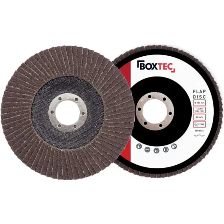 BOXTEC Fächerscheiben BRAUN 125mm Lamellenscheiben Schleifscheiben für Metall & Holz, Körnung:Mixpack - 20er Pack – Bild 2