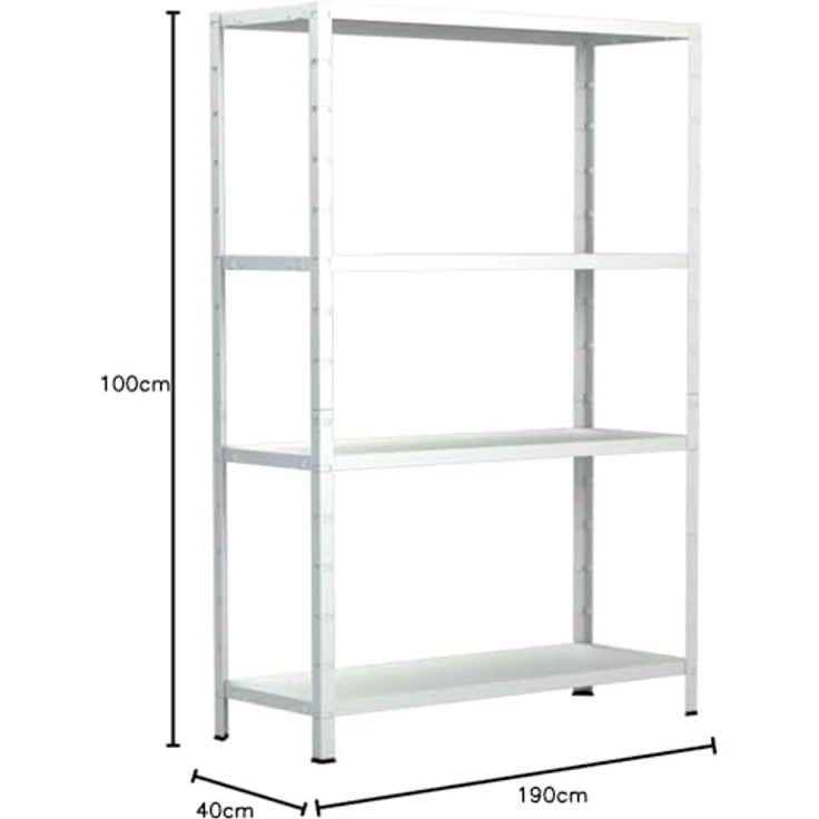 Schulte Regalwelt Lagerregal mit 4 PowerMAX-Fachböden, 190x100x40cm Regalsystem, Steckregal mit einfacher Montage ohne Verschrauben, Traglast je Boden bis zu 65 Kg (bis zu 260 Kg Gesamttraglast) – Bild 2