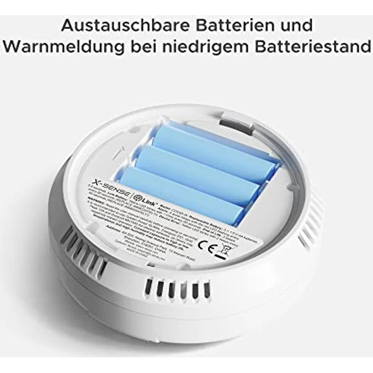 X-Sense CO03D-W, Vernetzbarer Kohlenmonoxidmelder mit Digitalanzeige, austauschbaren Batterien und TÜV Rheinland Zertifizierung nach EN 50291, 1er Set – Bild 5
