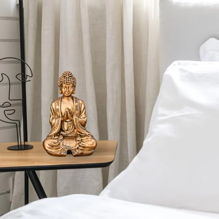 Zen Light Buddha Meditation Gold Dekofigur Harz, Einheitsgröße – Bild 10
