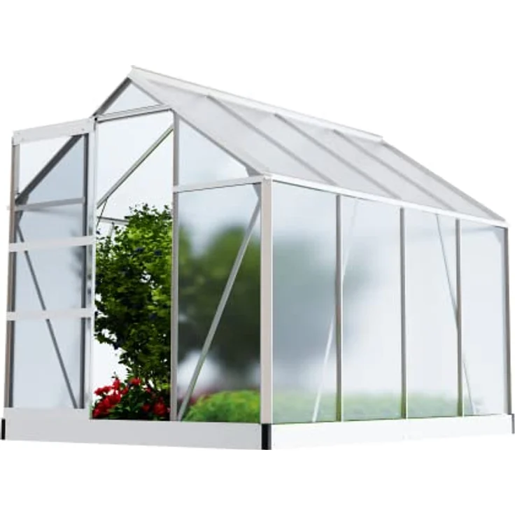 GARMIO® Gewächshaus Neapel 250x190cm Alu Frühbeet, 2 Dachfenster Treibhaus Tomatenhaus 4,75m² UV-Schutz – Bild 1