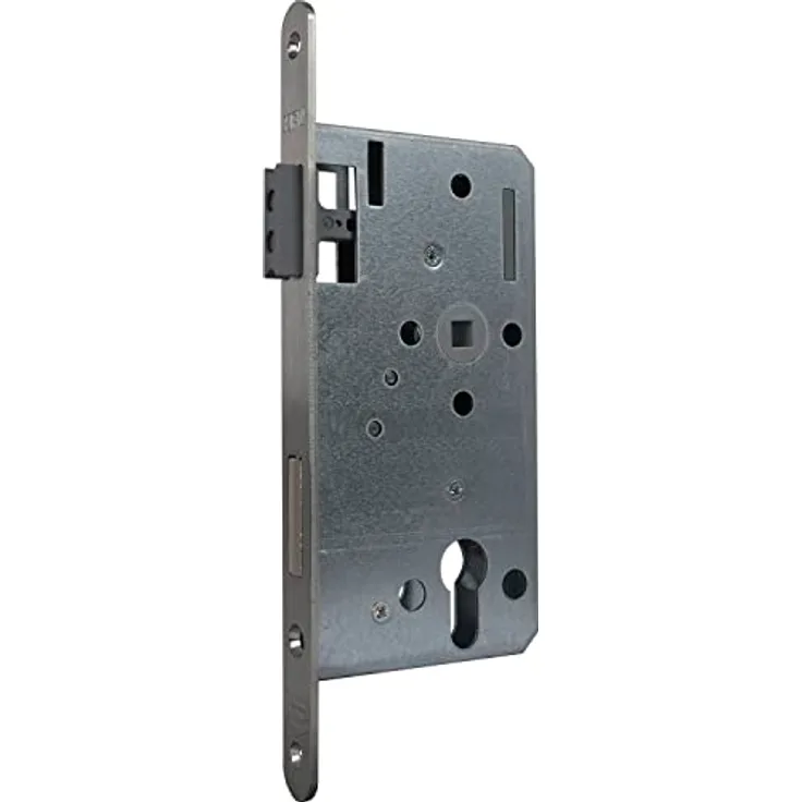 KFV Magnetfallenschloss PZW 72mm - Türschloss, Einsteckschloss magnetisch DM 55 Stulp rund, Edelstahl - Geräuschloses Schließen, magnetische Falle, schwarz lackiert