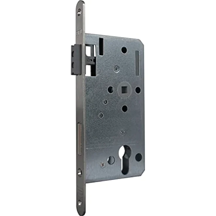 KFV Magnetfallenschloss PZW 72mm - Türschloss, Einsteckschloss magnetisch DM 55 Stulp rund, Edelstahl - Geräuschloses Schließen, magnetische Falle, schwarz lackiert – Bild 1
