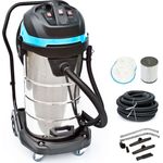 BAUTEC Industriesauger 100 Liter 3.400 Watt » Set 3 inkl. 10m Saugschlauch & Düsen- und Filterset » Nass-Trockensauger, Edelstahl-Farbe