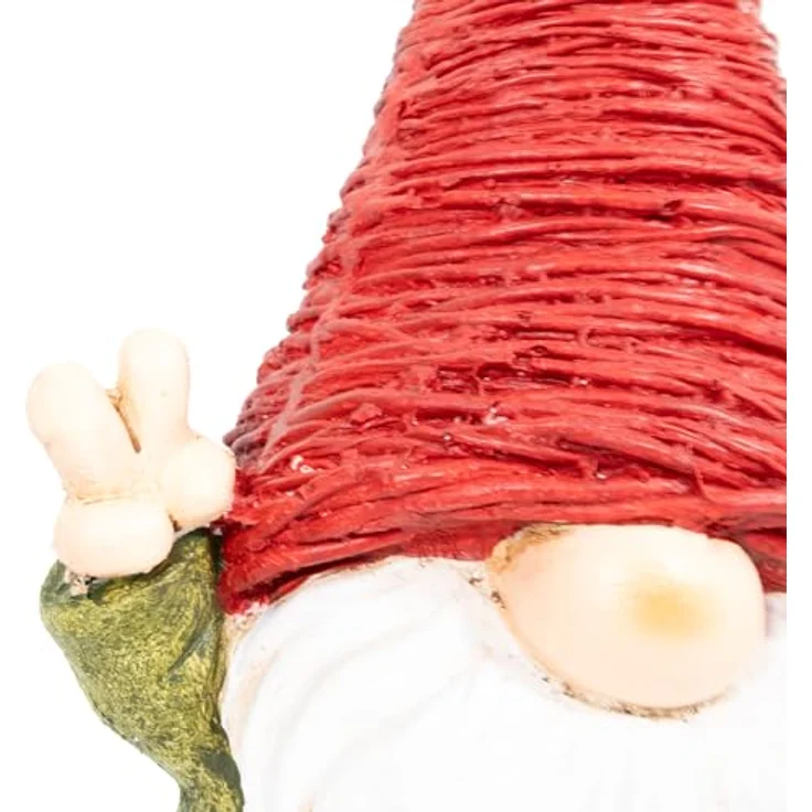 Lemodo Wichtel mit Vogelhaus | Weihnachtswichtel aus Magnesia | Wichtel Figur 42,5 cm hoch | Tomte mit roter Mütze | GNOME als schöne Weihnachtsdeko | Wichtel Deko für drinnen und draußen – Bild 3