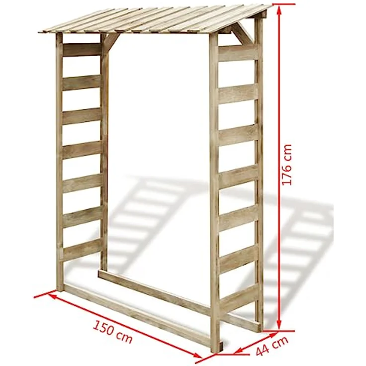vidaXL Kiefer KDI Brennholzregal 150x44x176 cm Kaminholzregal Holzunterstand – Bild 4