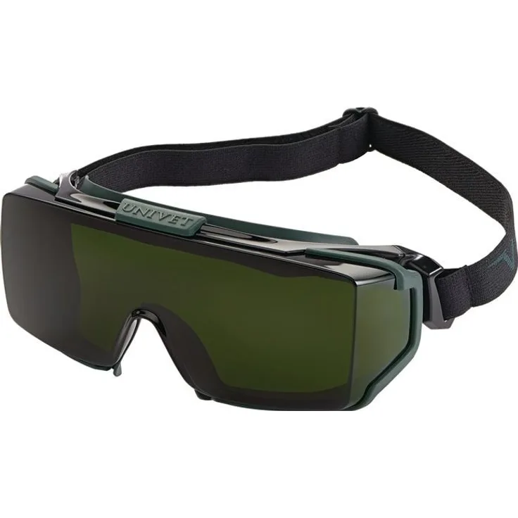 UNIVET Schweißerbrille 5X2 Advanced, ANSI/ISEA Z87.1-2020 u. ISO 16321, kratzfestes Polycarbonat-Glas, UV400, IR5 grün