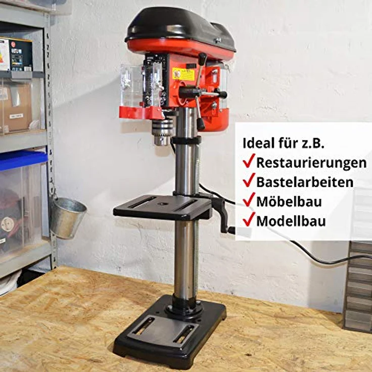 Hecht Profi Standbohrmaschine 600 Watt, 12-stufige Drehzahlregelung, schwenkbarer und höhenverstellbarer Bohrtisch, Späneschutz, präzise Säulenbohrmaschine – Bild 5
