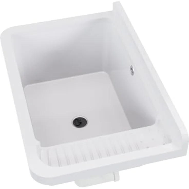 QLS Küchenspüle Gradia, Kunststoff-Spülbecken mit Siphon, 50 x 34 cm, Ausgussbecken für draußen, Garten, Werkstatt – Bild 3