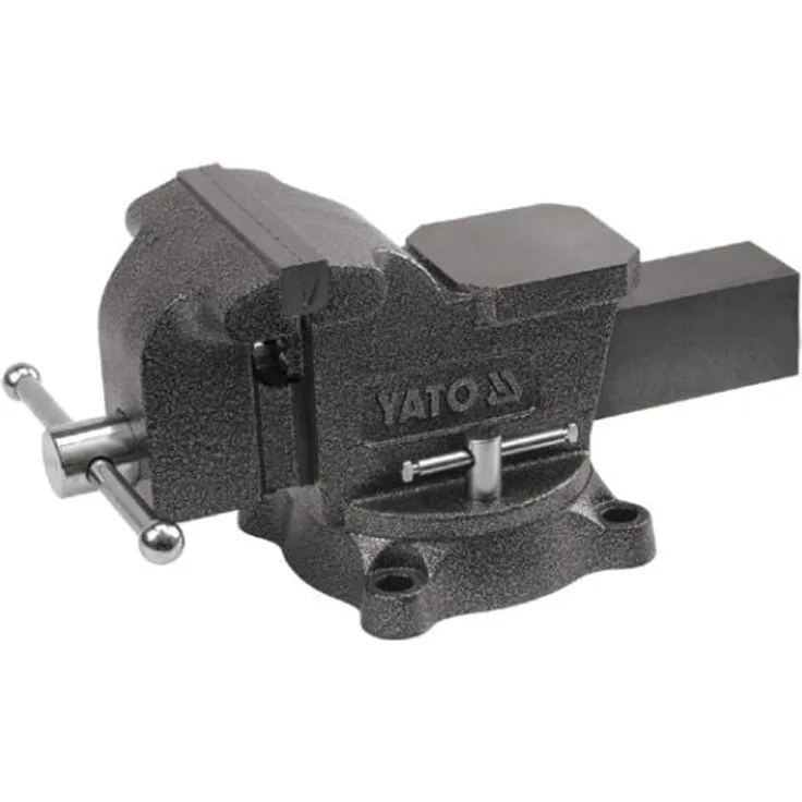 YATO YT-6502 Bankschraube, 12,5 cm Klemme mit drehbarem Fuß, Gusseisen grau