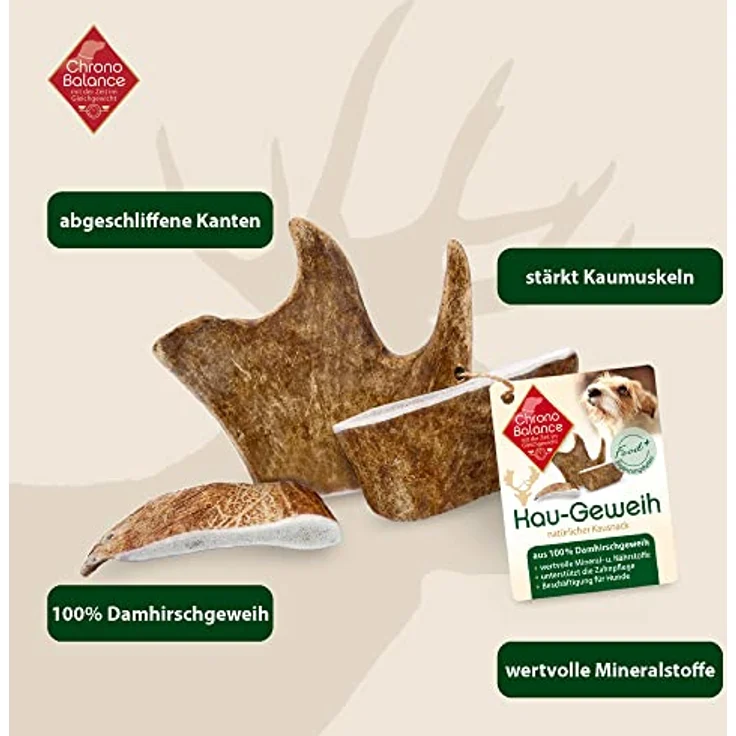 ChronoBalance XL Kaugeweih Damhirsch für Hunde - 100% Geweih Abwurfstange zur Zahnpflege, natürlicher Kausnack, Mineralstoffe & Nährstoffe – Bild 2