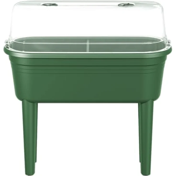 Elho Hochbeet Florus Anzuchttisch Set 78 x 37 x 26 cm grün, inklusive Anzuchthaube und UV-Schutz – Bild 1