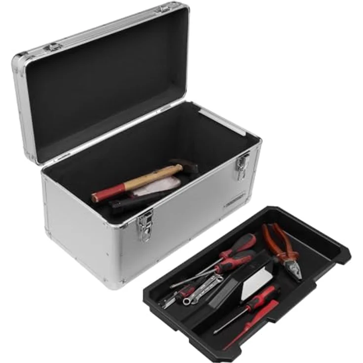 anndora Werkzeugkoffer 28 L Transportbox XL Werkzeugkasten Werkzeugbox - silber – Bild 5