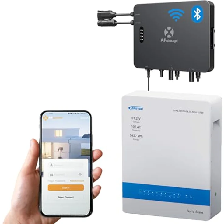 APsystems® EZHI Hybrid-Mikrowechselrichter mit EPEVER® LiFePO4 Solarstromspeicher 5430Wh, IP65, 0% MwSt. – Bild 1