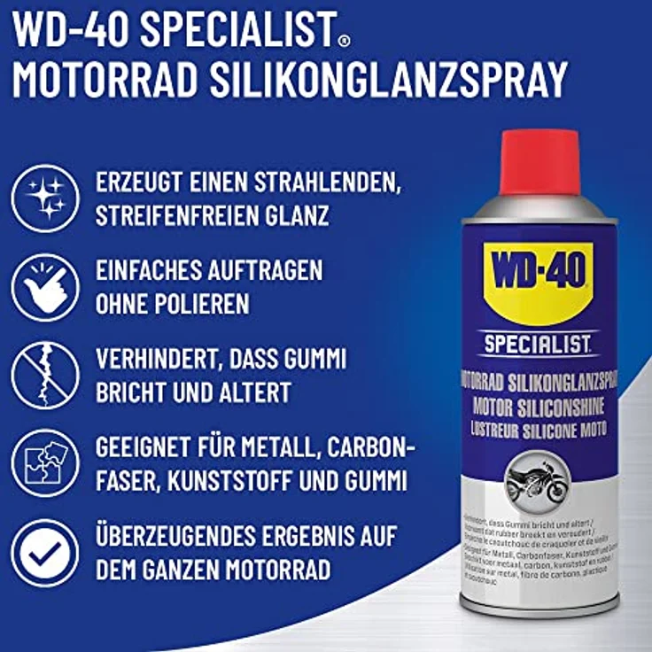 WD-40 Specialist Motorrad Silikonglanzspray 400ml | | Motorrad Glanzspray | WD40 Pflegemittel | Motorrad Silikonspray – Bild 3