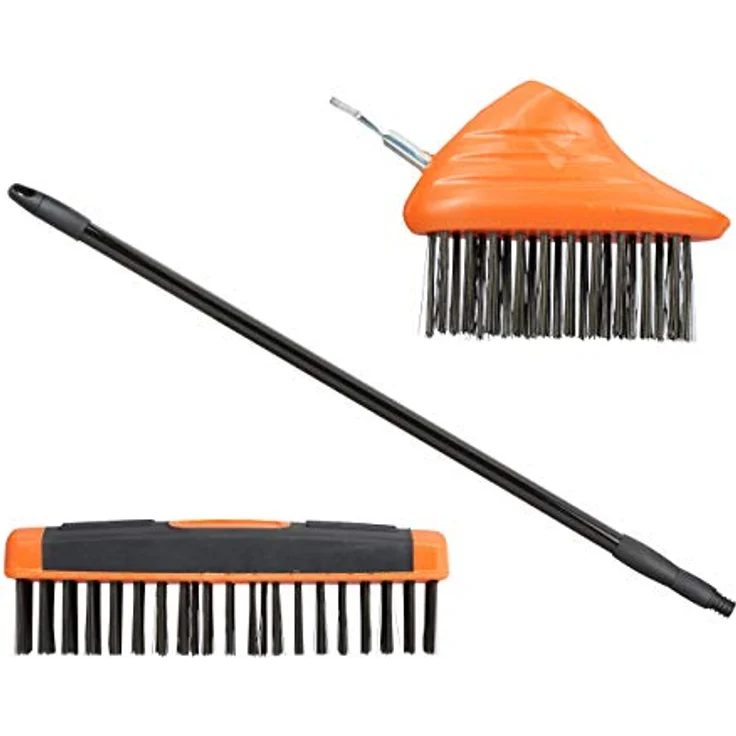 Relaxdays Fugenbürste Set mit Teleskop-Stiel, Carbon-Stahl Borsten, Fugenkratzer & Schrubber, ausziehbar 80-140cm, schwarz – Bild 1