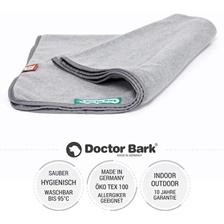 Doctor Bark | kuschelige Hundedecke waschbar bis 95°C, hygienische, weiche Fleecedecke für Sofa und Hundebett, Flauschige Haustierdecke - Made in Germany (M - 100x70 cm/Hellgrau) – Bild 2