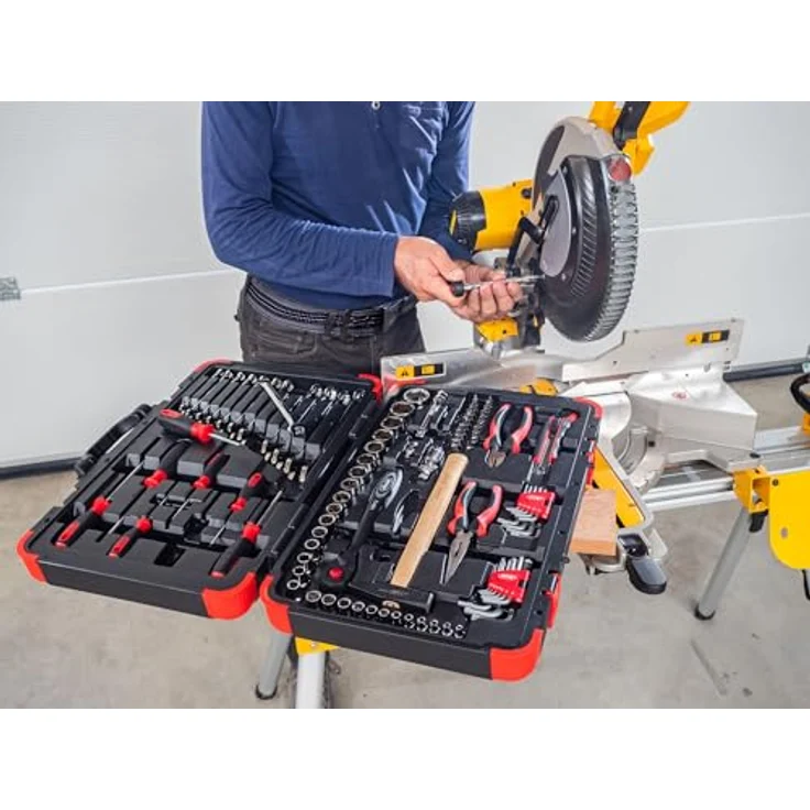 VIGOR V4425N Werkzeugkoffer, bestückt mit Antriebselementen für Vierkant und Sechskant, 1/4 Zoll und 1/2 Zoll – Bild 6